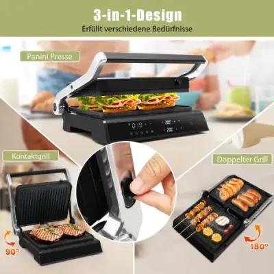 3-v-1 1200W Panini Press Grill s nepřilnavými plotnami elektrický gril