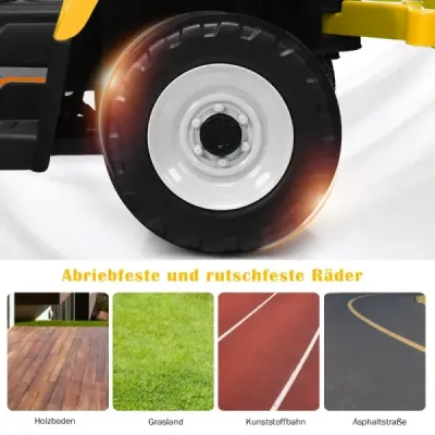 12 V dětský traktor s přívěsem Elektrické autíčko na baterie žluté