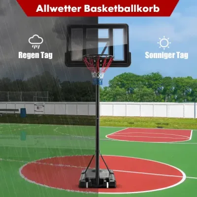 130 cm - 305 cm Výškově nastavitelný basketbalový koš Stojan na koš odolný vůči povětrnostním vlivům Černý
