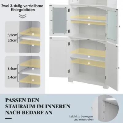 Koupelnová skříňka vysoká 163 cm Volně stojící spíž 60 x 30 x 163 cm Bílá