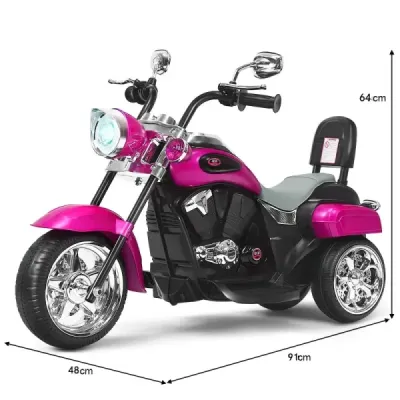 6 V elektrická motorka Motorka na baterie s hudbou 91 x 48 x 64 cm růžová