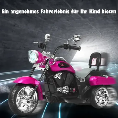 6 V elektrická motorka Motorka na baterie s hudbou 91 x 48 x 64 cm růžová