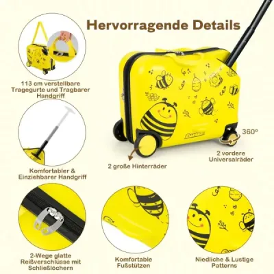 2-dílný dětský kufr + batoh 47 cm dlouhý pojízdný kufr a 30 cm široký batoh žlutý