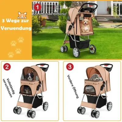 Kočárek pro psy do 15 kg 81 x 45 x 101 cm béžová