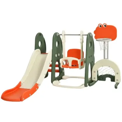 Houpací rám skluzavka a houpačka pro batolata 172 x 182 x 108-120 cm oranžová