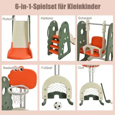 Houpací rám skluzavka a houpačka pro batolata 172 x 182 x 108-120 cm oranžová