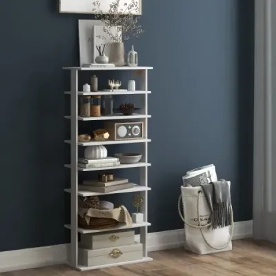 Stojan na boty 7patrový stojan na boty v retro stylu 45 x 25 x 110,5 cm bílý