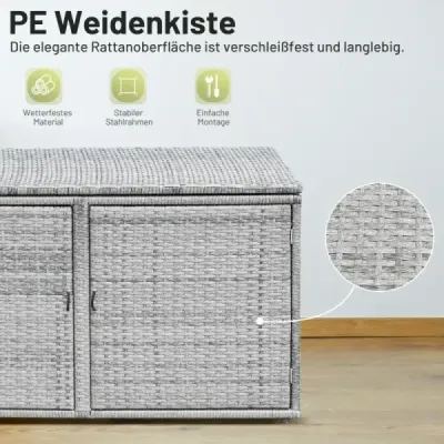 Ratanový box na terasu s kapacitou 335 l 115 x 60 x 65 cm Šedá