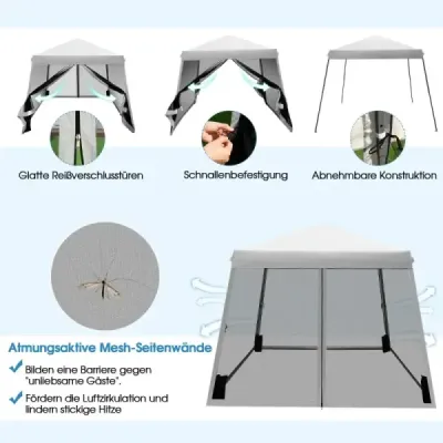 Velký stan s baldachýnem 3 m x 3 m Párty stan se šikmýma nohama šedý