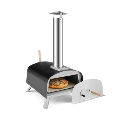 Přenosná venkovní kamna na pizzu se dřevem na dvoře Pizza Maker Silver + Black