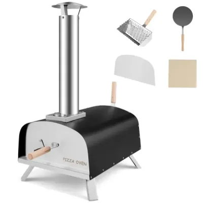 Přenosná venkovní kamna na pizzu se dřevem na dvoře Pizza Maker Silver + Black