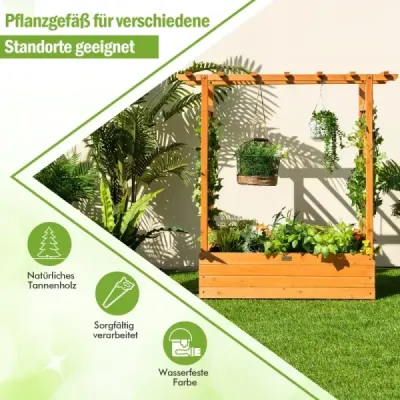 Vyvýšený záhon s obloukovou mřížkou a závěsnou střechou 110 x 44 x 113,5 cm oranžový