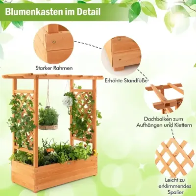 Vyvýšený záhon s obloukovou mřížkou a závěsnou střechou 110 x 44 x 113,5 cm oranžový