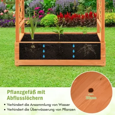 Vyvýšený záhon s obloukovou mřížkou a závěsnou střechou 110 x 44 x 113,5 cm oranžový