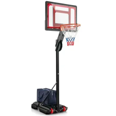 Výškově nastavitelný basketbalový stojan Basketbalový koš se stojanem a 2 kolečky 105-260 cm černý