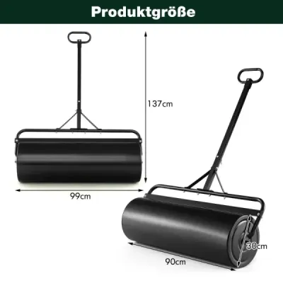 Kovový válec na trávník Zahradní válec na montáž Válec na trávu 99 x 30 x 137 cm černý