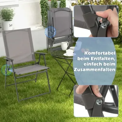 4-dílná sada židlí na terasu jídelní židle s vysokým opěradlem šedé
