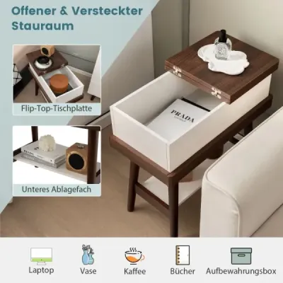 Rozkládací stůl na pohovku se 180° rozkládací deskou 60 x 30 x 60 cm tmavě hnědý