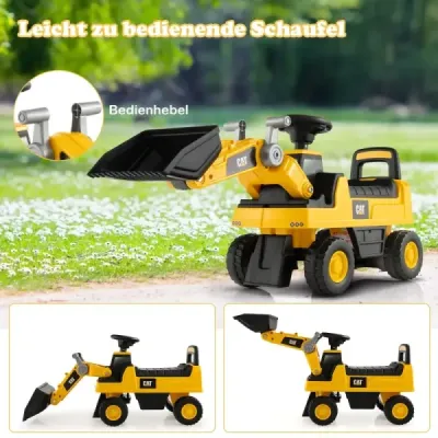 Dětský bagr s úložným prostorem pod sedadlem a nastavitelnou lžící pro děti od 1 do 3 let