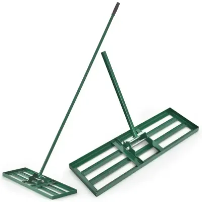 Hrábě na vyrovnávání trávníku s ergonomickou rukojetí na zem 75 x 25 cm Zelené