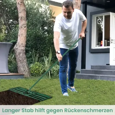 Vyrovnávací hrábě na trávník s ergonomickou rukojetí na zem 91 x 25 cm Zelené