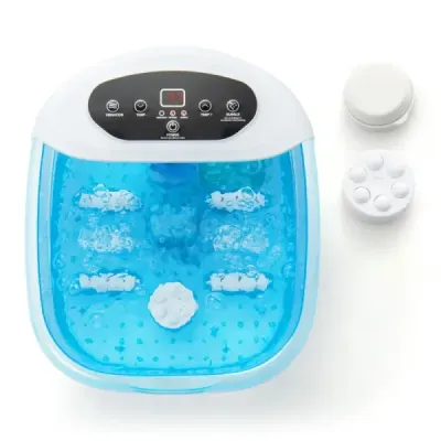 Masážní koupel na nohy Koupel na nohy s odnímatelným pedikérským kamenem 1-hodinové automatické vypnutí Modrá