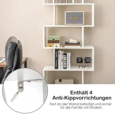 Stojací regál s dvířky 183 x 70 x 23 cm Rozdělovač pokojů Regál s 5 úrovněmi Bílý