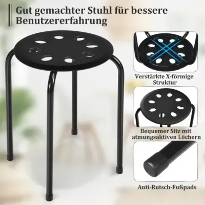 Balení 6 stohovatelných kovových taburetek Různé barvy Taburetky pro děti 30 x 30 x 44,5 cm Barevné