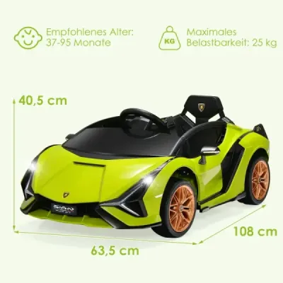 12V Lamborghini dětské elektrické autíčko s 2,4G dálkovým ovládáním Dětské autíčko 3-5km/h s MP3 Zelené