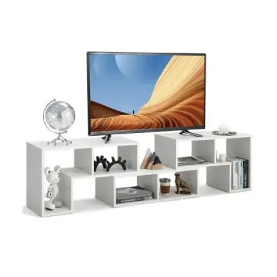 3-dílná dřevěná TV skříňka pro televizory do 65" Volně kombinovatelný TV stolek Bílá