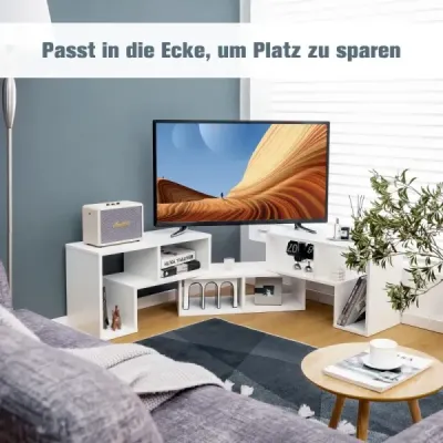 3-dílná dřevěná TV skříňka pro televizory do 65" Volně kombinovatelný TV stolek Bílá