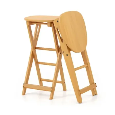 Sada 2 skládacích barových židlí z bambusu s opěrkou na nohy výška sedáku 61 cm přírodní
