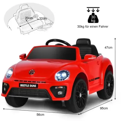 Dětské autíčko VW Beetle s hudbou a 2 režimy svícení včetně 2,4G dálkového ovládání červené