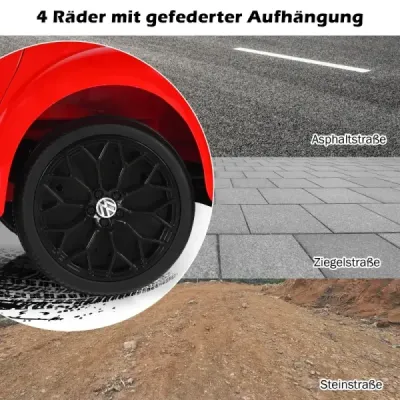 Dětské autíčko VW Beetle s hudbou a 2 režimy svícení včetně 2,4G dálkového ovládání červené
