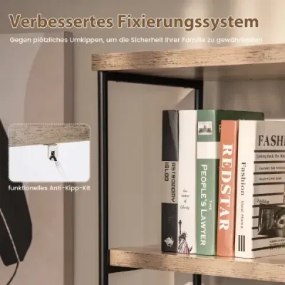 Regál s 5 úrovněmi a kovovým rámem a průmyslovým designem stojící regál kancelářský regál šedý