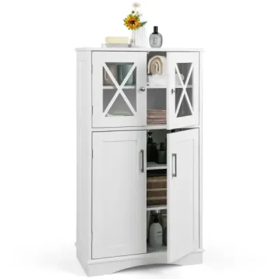 WC skříňka do koupelny Skříňka na prádlo s dvířky 60 x 30 x 108 cm Bílá