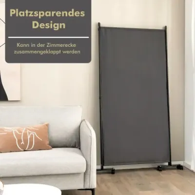 180 cm vysoká příčka místnosti na kolečkách skládací zástěna se 3 volně kombinovatelnými panely šedá