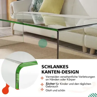 Konferenční stolek skleněný stolek Boční stolek ve tvaru U z tvrzeného skla 108 x 50 x 35 cm