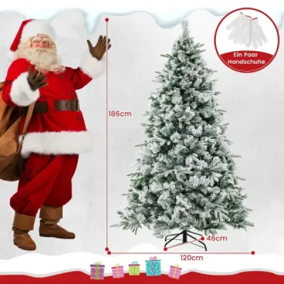 180 cm umělý vánoční stromek se sněhem a 250 teplými bílými LED světly zelenými