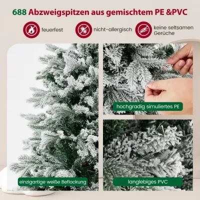 146 cm umělý vánoční stromek se sněhem a 688 smíšenými větvičkami vánoční stromek
