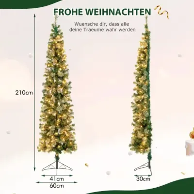 210 cm Pre-Lit Half Tree Vánoční stromek Polovina umělého stromku
