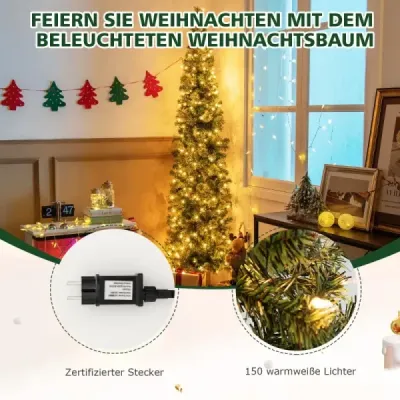 210 cm Pre-Lit Half Tree Vánoční stromek Polovina umělého stromku
