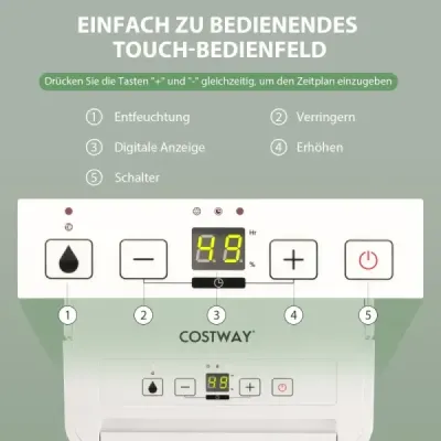 12 l/den odvlhčovač s 24-hodinovým časovačem a 2,2 l nádrží na vodu tichý pro místnosti 10-15 m?