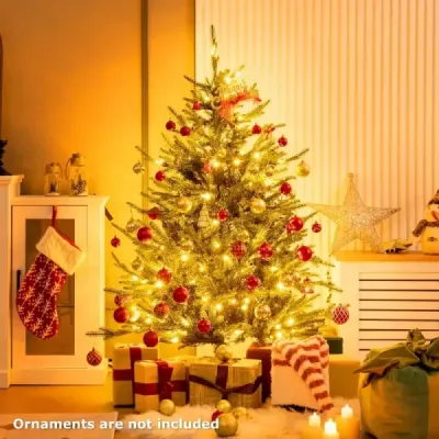 136 cm umělý vánoční stromek se světly a 180 teplými bílými LED světly