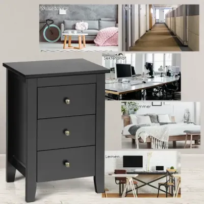 Noční stolek set 2 se 3 zásuvkami noční stolek pro postel s boxovou pružinou 46 x 37 x 65 cm černá