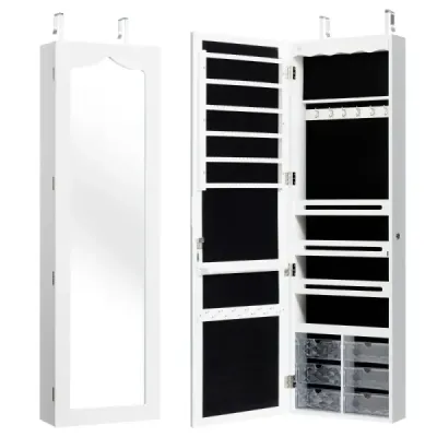 Závěsná skříňka na šperky Sipegelova skříňka s LED osvětlením 36,5 x 11,5 x 120 cm bílá