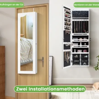 Závěsná skříňka na šperky Sipegelova skříňka s LED osvětlením 36,5 x 11,5 x 120 cm bílá