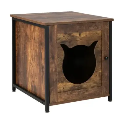 Dřevěná skříňka pro kočky s dvířky a vchodem Skříňka s vaničkou na podestýlku Vanička na podestýlku 50 x 53 x 55 cm