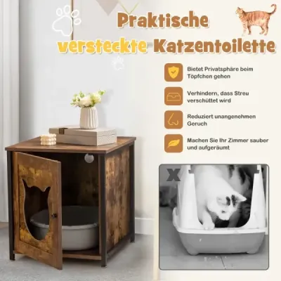 Dřevěná skříňka pro kočky s dvířky a vchodem Skříňka s vaničkou na podestýlku Vanička na podestýlku 50 x 53 x 55 cm