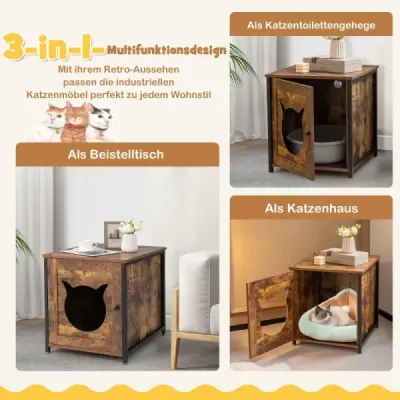 Dřevěná skříňka pro kočky s dvířky a vchodem Skříňka s vaničkou na podestýlku Vanička na podestýlku 50 x 53 x 55 cm